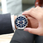 Bracelet acier poli de la montre chronographe homme