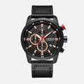 Montre Chronographe Homme Quartz Étanche avec Bracelet en Cuir - vue 3 - Montrelio