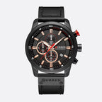 Montre Chronographe Homme Quartz Étanche avec Bracelet en Cuir - vue 3 - Montrelio
