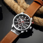 Montre Chronographe Homme Quartz Étanche avec Bracelet en Cuir - vue 4 - Montrelio