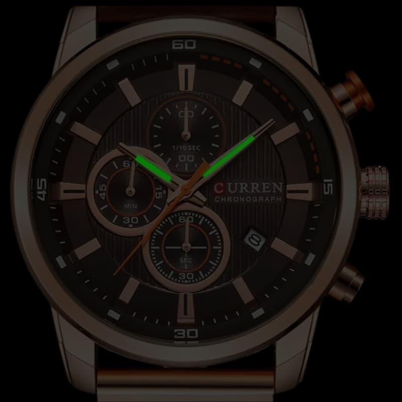 Montre Chronographe Homme Quartz Étanche avec Bracelet en Cuir - vue 6 - Montrelio