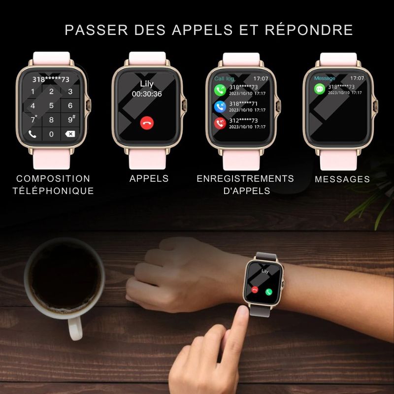Montre Connectée Femme au Cadran Doré et Couronne Tactile - vue 4 - Montrelio