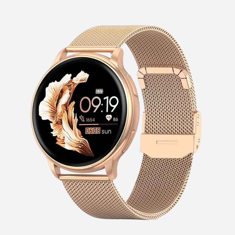 Montre Connectée Femme Maille Milanaise Couleur Or Rose - vue 1 - Montrelio