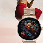 Montre Connectée Femme Maille Rose et Écran AMOLED - vue 3 - Montrelio