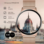 Montre Connectée Femme Maille Rose et Écran AMOLED - vue 4 - Montrelio