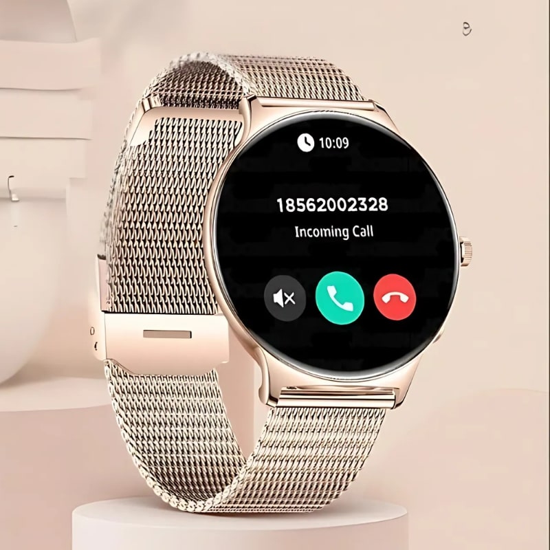 Montre Connectée Femme Maille Rose et Écran AMOLED - vue 5 - Montrelio