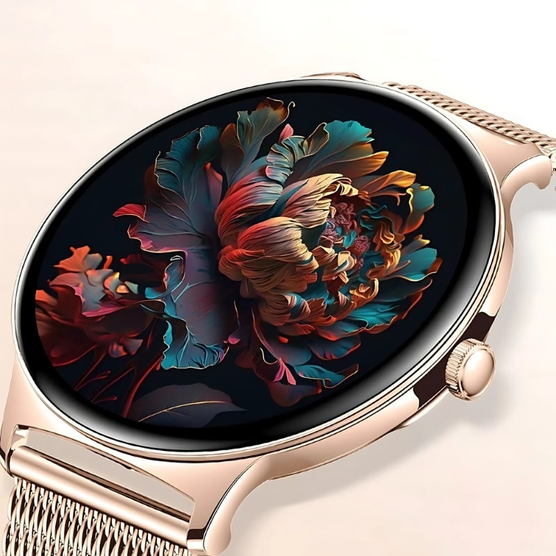 Montre Connectée Femme Maille Rose et Écran AMOLED - vue 6 - Montrelio