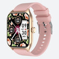 Montre Connectée Femme Rose à Grand Écran Doré - vue 1 - Montrelio