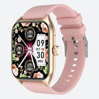 Montre Connectée Femme Rose à Grand Écran Doré - vue 1 - Montrelio