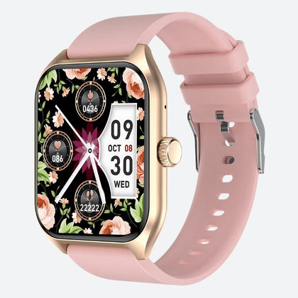 Montre Connectée Femme Rose à Grand Écran Doré