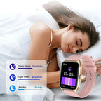 Montre Connectée Femme Rose à Grand Écran Doré - vue 4 - Montrelio