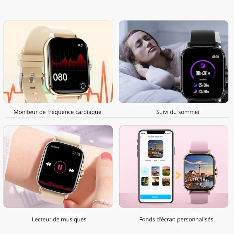 Montre Connectée Homme Écran Tactile, Suivi Santé et Notifications - vue 5 - Montrelio