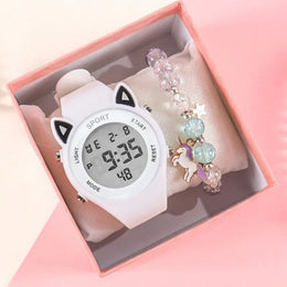 Montre Digitale Enfant Chat avec Bracelet Licorne