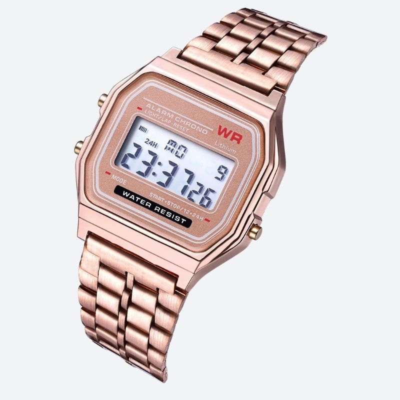Montre Digitale Femme au Bracelet Métal Finition Brillante - vue 4 - Montrelio