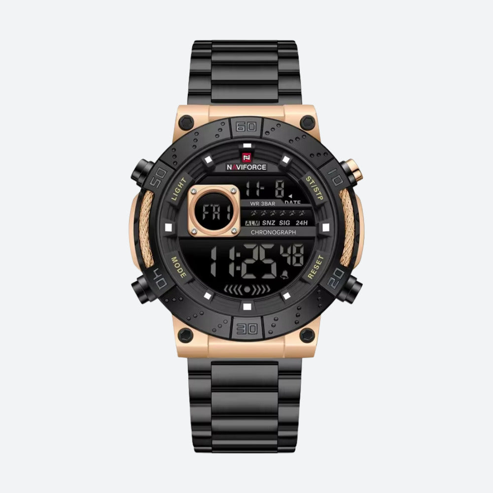 Montre Digitale Homme Ronde Acier, Multifonction - vue 1 - Montrelio