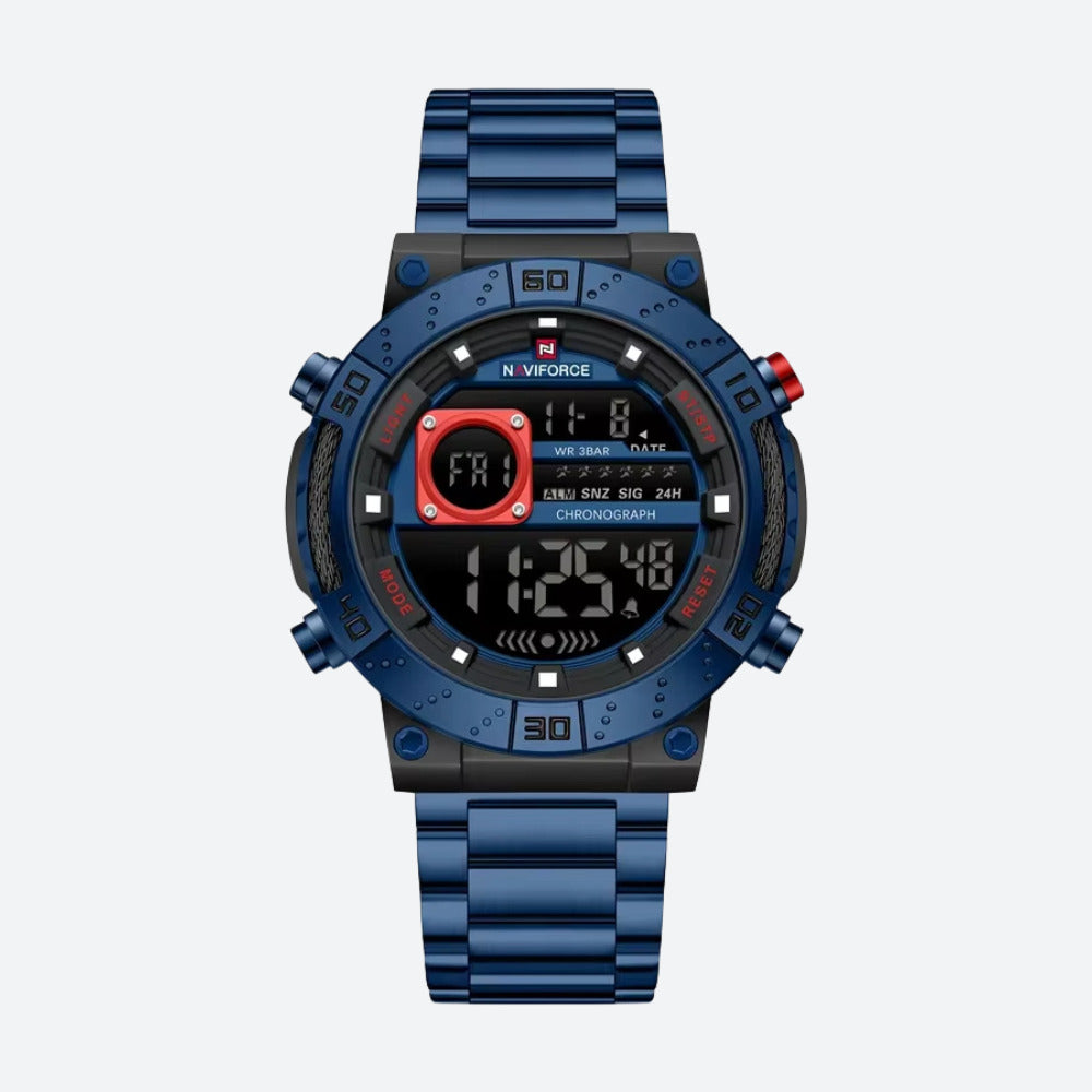 Montre Digitale Homme Ronde Acier, Multifonction - vue 2 - Montrelio