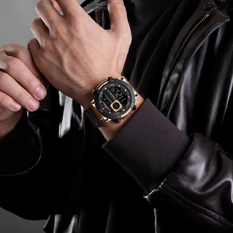 Montre Digitale Homme Ronde Acier, Multifonction - vue 4 - Montrelio