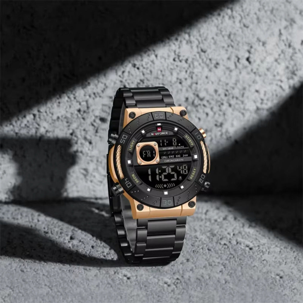 Montre Digitale Homme Ronde Acier, Multifonction - vue 5 - Montrelio