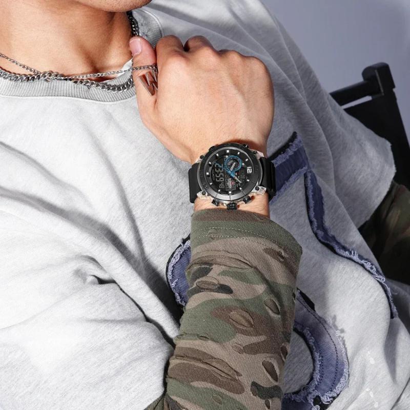 Montre Digitale pour Homme, Double Affichage, Chronographe - vue 3 - Montrelio