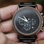 Montre en Bois Chronographe Homme et Acier, Fonctionnalité Sportive - vue 3 - Montrelio
