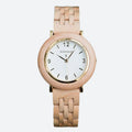 Montre en bois femme cadran épuré coloris naturels, vue de face