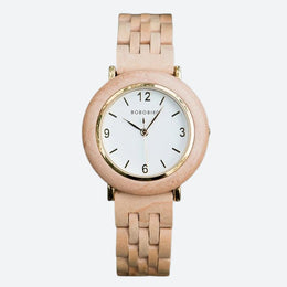 Montre en Bois Femme Cadran Épuré Coloris Naturels