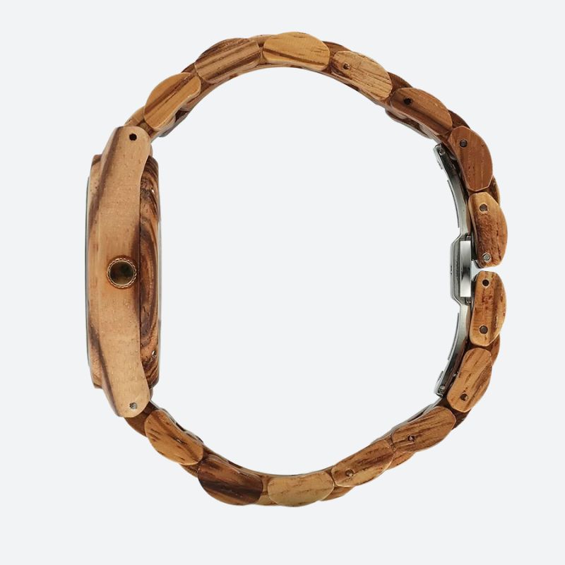 Montre en bois femme naturel au poignet