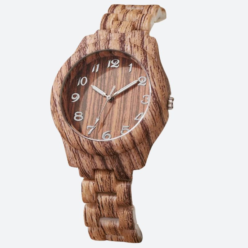 Montre en bois femme quartz, vue de profil