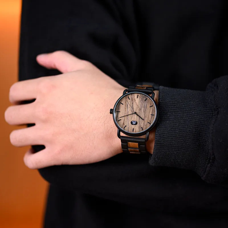 Montre en bois Homme à quartz, Élégance Naturelle - vue 6 - Montrelio