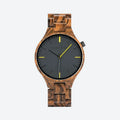 Montre en bois homme quartz design épuré, vue de face