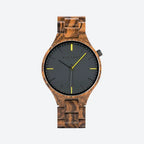 Montre en bois homme quartz design épuré, vue de face