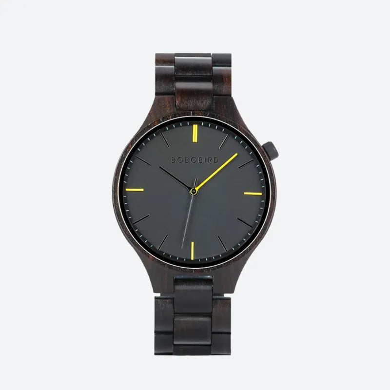 Cadran épuré de la montre en bois homme