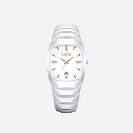 Montre Femme Blanche Élégante Acier Inoxydable Quartz