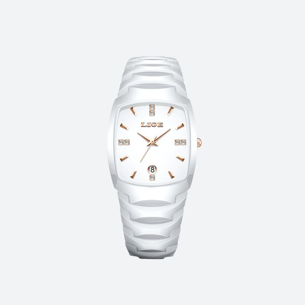 Montre Femme Blanche Élégante Acier Inoxydable Quartz - vue 1 - Montrelio