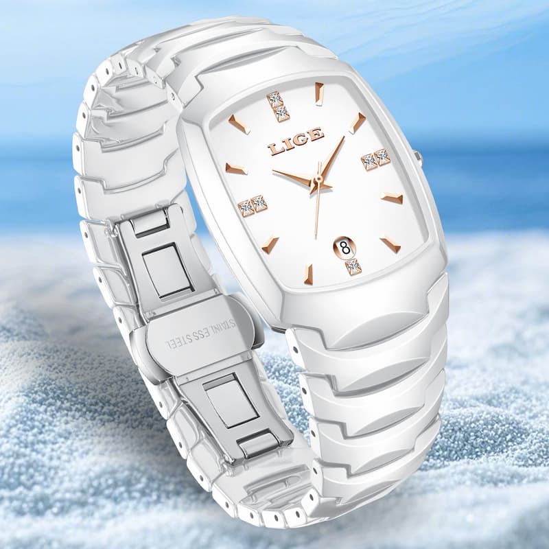 Montre Femme Blanche Élégante Acier Inoxydable Quartz - vue 2 - Montrelio