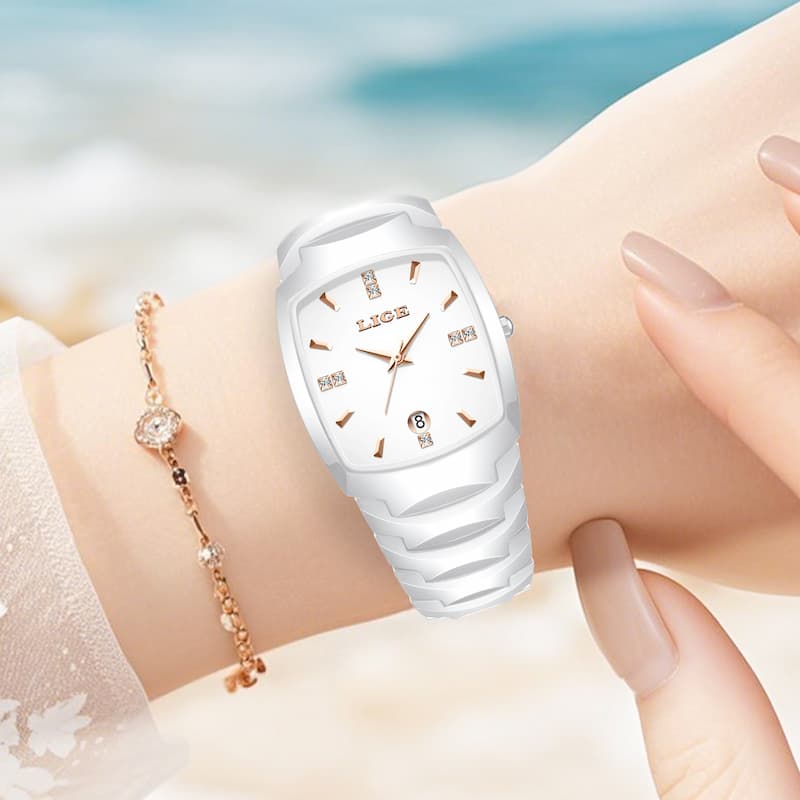 Montre Femme Blanche Élégante Acier Inoxydable Quartz - vue 3 - Montrelio