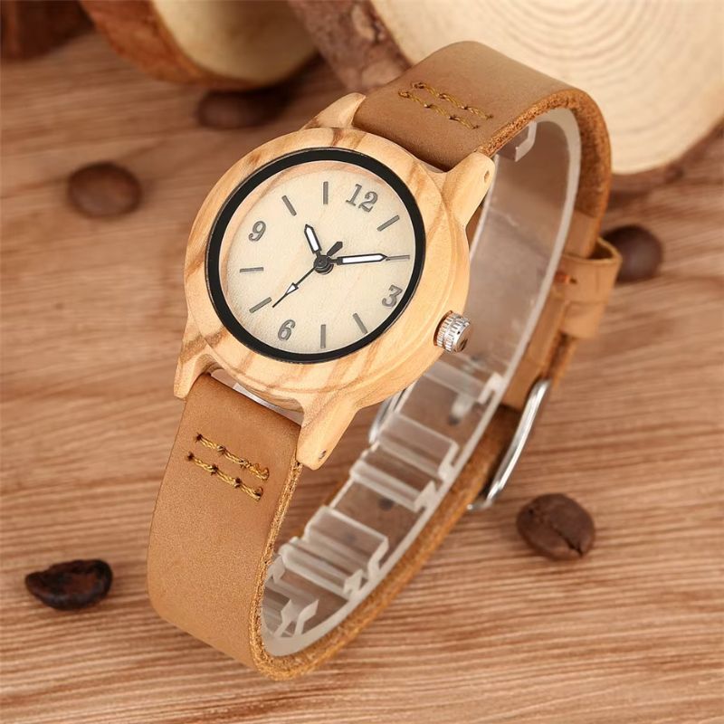 Montre femme bois Minimaliste Cuir - vue 2 - Montrelio