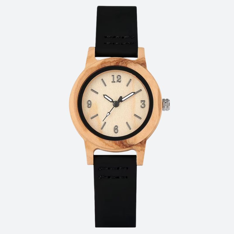 Montre femme bois Minimaliste Cuir - vue 3 - Montrelio