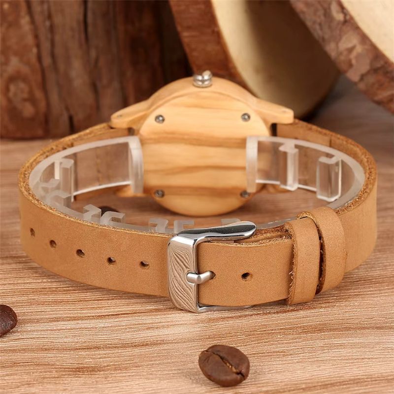 Montre femme bois Minimaliste Cuir - vue 4 - Montrelio