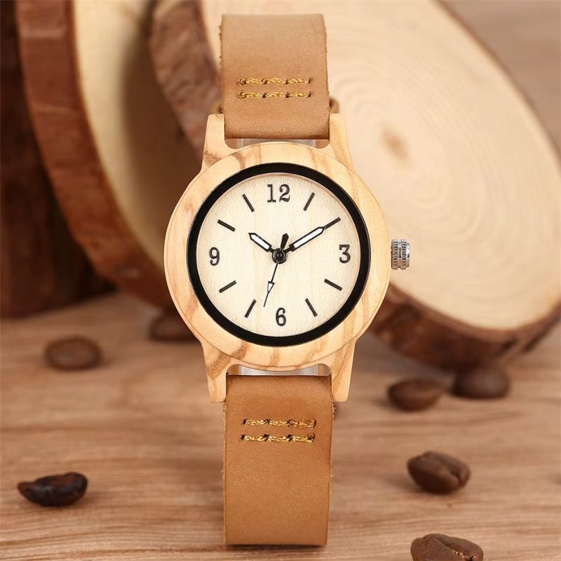 Montre femme bois Minimaliste Cuir - vue 5 - Montrelio