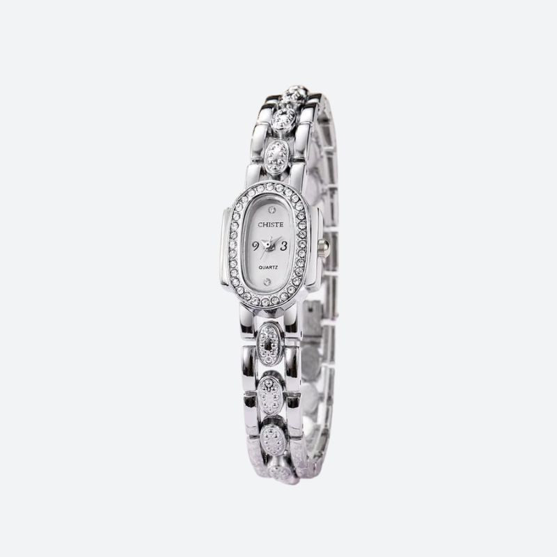 Montre Femme Élégante Quartz Cadran Ovale Sertie de Strass et Cristaux - vue 4 - Montrelio