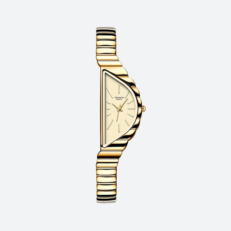 Montre Femme Élégante Quartz Cadran Triangulaire et Bracelet Rigide Ondulé - vue 1 - Montrelio