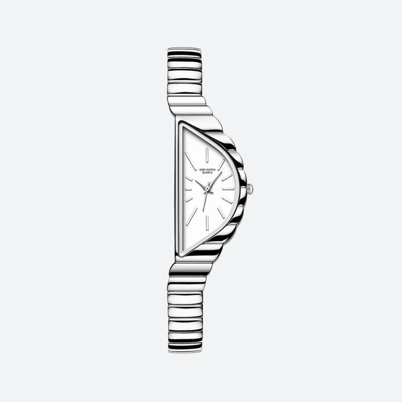 Montre Femme Élégante Quartz Cadran Triangulaire et Bracelet Rigide Ondulé - vue 3 - Montrelio