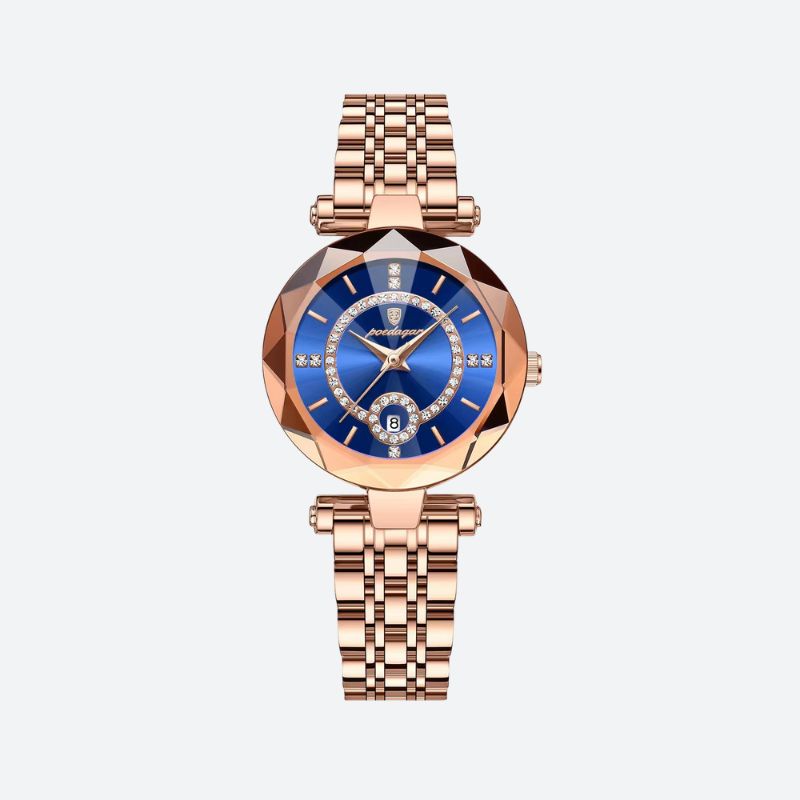 Montre Femme Élégante Quartz Facetté avec Dateur et Strass - vue 1 - Montrelio