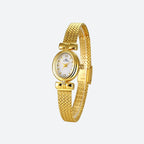 Montre Femme Élégante Quartz Petit Cadran Ovale et Bracelet Maille Tressée - vue 3 - Montrelio
