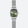 Montre Femme Ovale Acier Inoxydable Cadran Vert Minimaliste - vue 1 - Montrelio