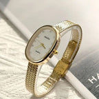 Montre Femme Ovale Dorée Acier Inoxydable Mini - vue 2 - Montrelio