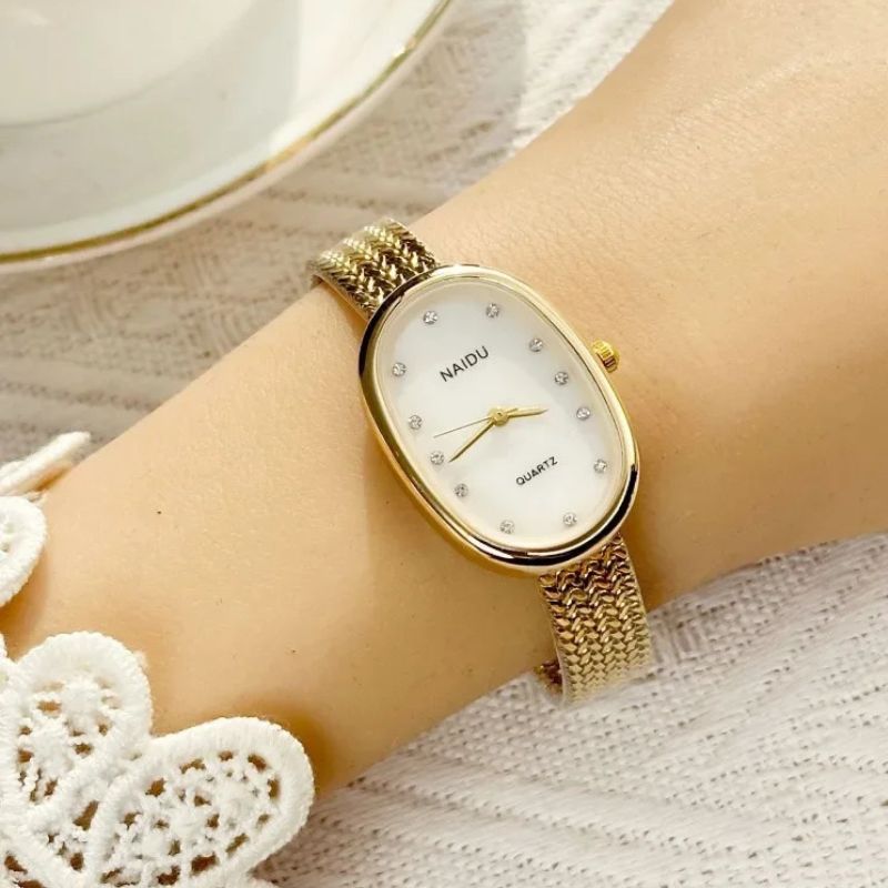 Montre Femme Ovale Dorée Acier Inoxydable Mini - vue 3 - Montrelio