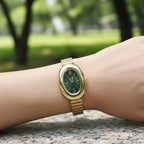 Montre Femme Ovale Dorée Bracelet Alliage Petit Cadran Quartz - vue 7 - Montrelio