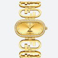 Montre Femme Ovale Dorée Bracelet Graphique - vue 1 - Montrelio